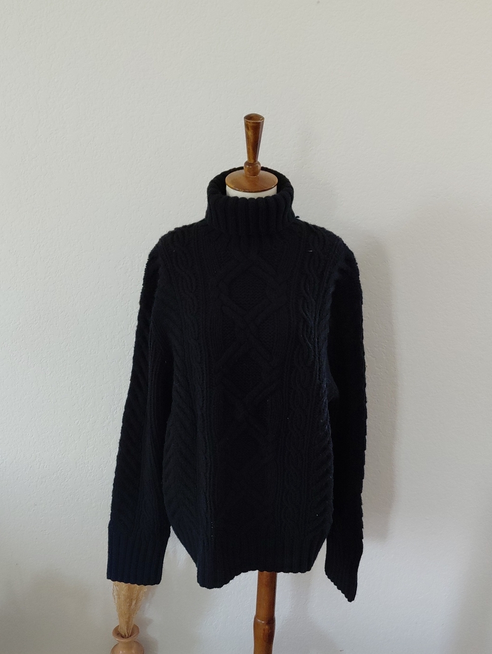 Polo Ralph Lauren Black Cable-Knit Turtleneck Sweater
